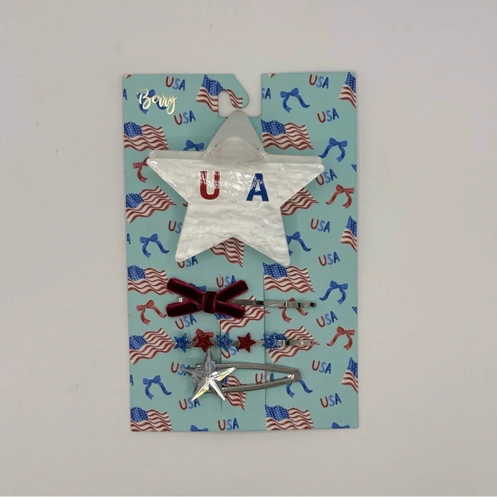 6 PC Berry Patriotic Hair Accessories Bundle NEW